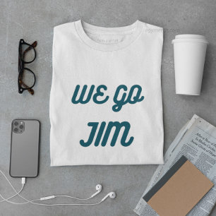 We gaan Jim, gym grappig met blauwe tekst T-shirt