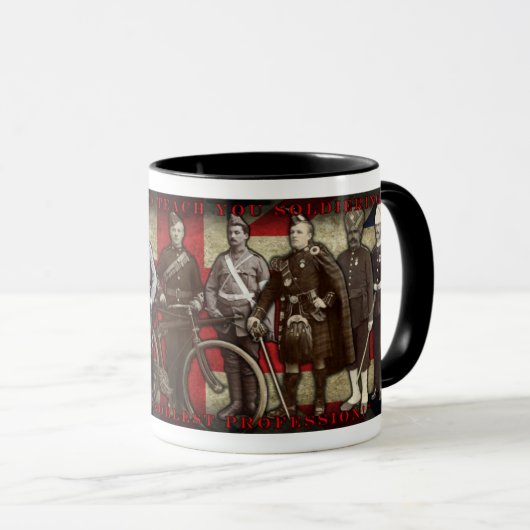 "We gaan jullie leren soldiering" KoffieMok Mok (Voorkant rechts)