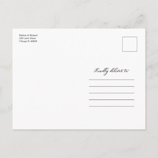 We gaan Micro-downsize bruiloft aankondigen Briefkaart (Achterkant)