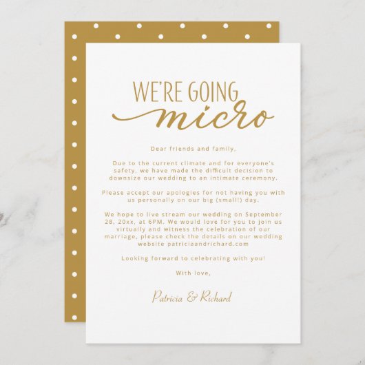 We gaan Micro-downsize bruiloft aankondigen Kaart (Voorkant / Achterkant)