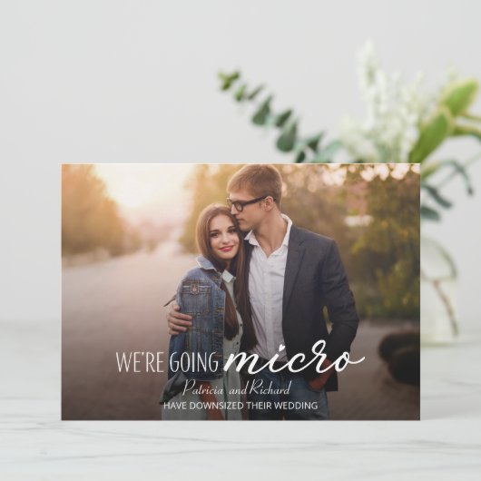 We gaan Micro-downsize bruiloft aankondigen Kaart (Staand voorkant)