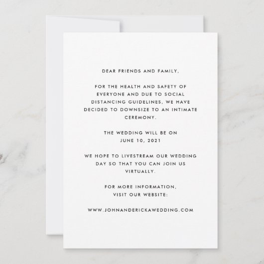 We gaan Micro Downsized Foto Huwelijk Aankondiging (Achterkant)