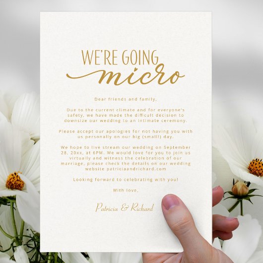We gaan micro downsizen Huwelijksaankondiging Briefkaart