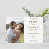 We gaan naar een virtuele social distancing bruilo kaart (Staand voorkant)