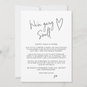 We gaan naar kleine downsized scriptlettertype aankondiging