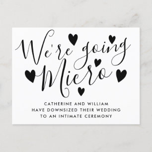 We gaan naar Micro Smaller Wedding Script Hearts Aankondigingskaart