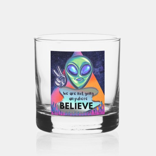 We gaan nergens geloven whisky glas (Achterkant)