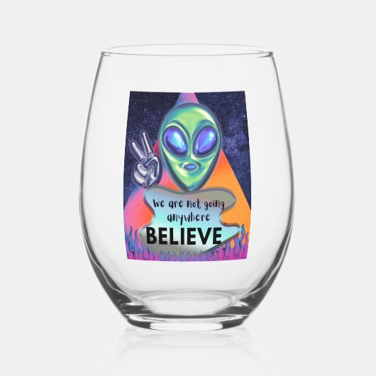 We gaan nergens geloven wijnglas zonder voet (Achterkant)