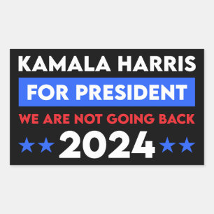 We Gaan Niet Terug Kamala Harris Voor President Rechthoekige Sticker