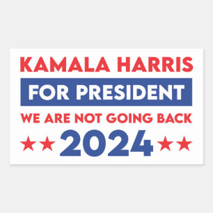 We Gaan Niet Terug Kamala Harris Voor President Rechthoekige Sticker