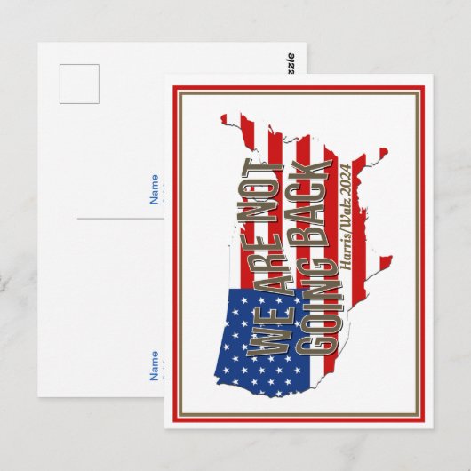 We gaan niet terug naar de VS Briefkaart (Voorkant / Achterkant)