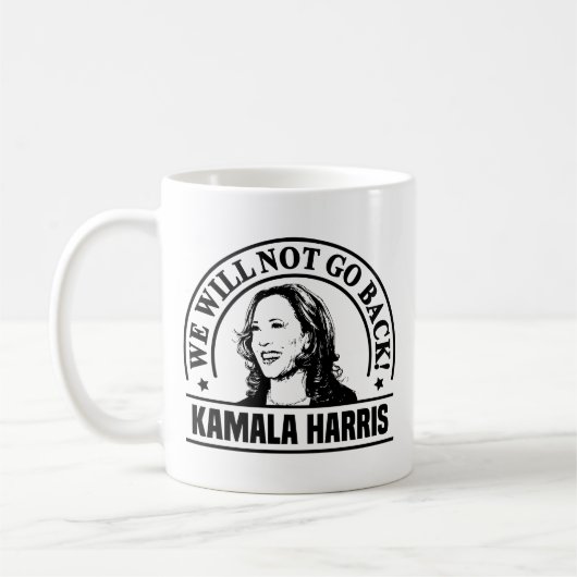 We gaan niet terug naar Kamala Harris Mok (Links)
