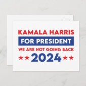 We gaan niet terug naar Kamala Harris voor Preside Briefkaart (Voorkant / Achterkant)