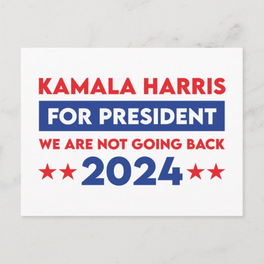 We gaan niet terug naar Kamala Harris voor Preside Briefkaart (Voorkant)