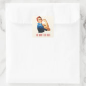 We gaan rosie Riveter Square paper achteruit Vierkante Sticker (Tas)