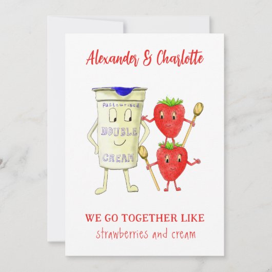 we gaan samen als Aardbeien en Cream Quote Feestdagenkaart (Voorkant)