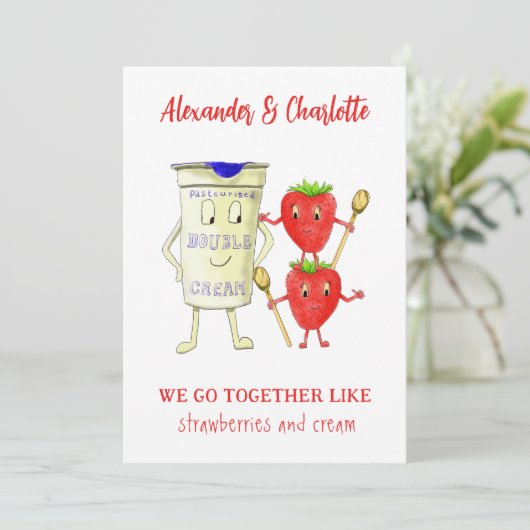 we gaan samen als Aardbeien en Cream Quote Feestdagenkaart (Staand voorkant)