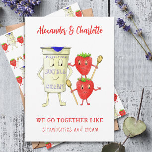 we gaan samen als aardbeien en slagroom feestdagenkaart