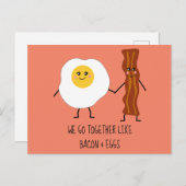 We gaan samen als Bacon en Eggs Cute Kawaii Briefkaart (Voorkant / Achterkant)