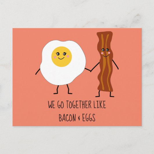 We gaan samen als Bacon en Eggs Cute Kawaii Briefkaart (Voorkant)