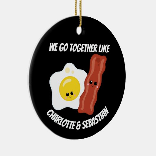 We gaan samen als eieren en bacon gepersonaliseerd keramisch ornament (Rechts)