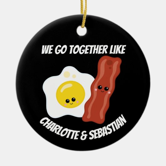We gaan samen als eieren en bacon gepersonaliseerd keramisch ornament (Voorkant)
