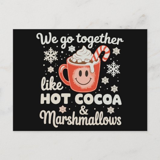 We gaan samen als hete cacaomarshmallows KerstmisW Feestdagenkaart (Voorkant)