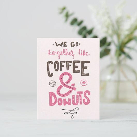 We gaan samen als koffie en donuts briefkaart (Staand voorkant)