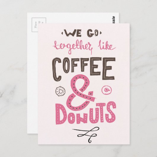 We gaan samen als koffie en donuts briefkaart (Voorkant / Achterkant)