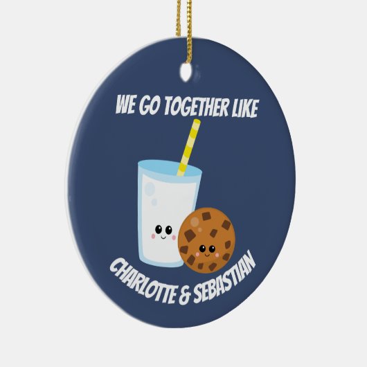 We gaan samen als melk en koekjes gepersonaliseerd keramisch ornament (Rechts)