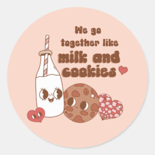 We gaan samen als Melk en Koekjes Valentijns Ronde Sticker