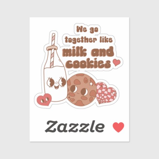 We gaan samen als Melk en Koekjes Valentijns Sticker (Vel)