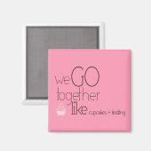 We gaan samen / houden van cupcakes + Frosting Magneet (Voorkant / Achterkant)