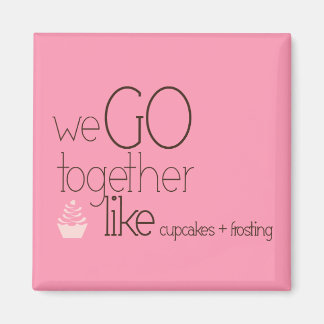 We gaan samen / houden van cupcakes + Frosting Magneet