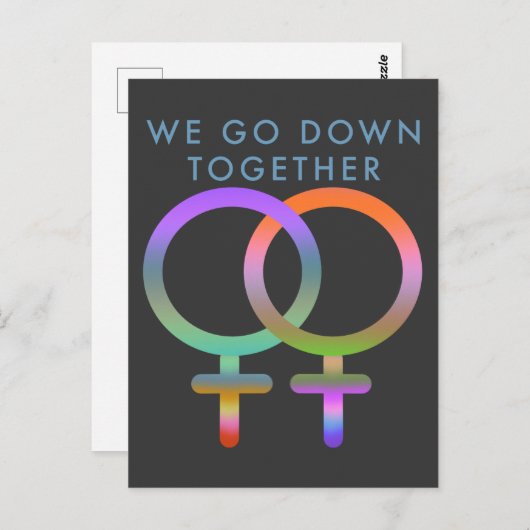 We gaan samen vrouw symbolen briefkaart (Voorkant / Achterkant)