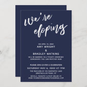 We Gaan Stiekem Trouwen Eenvoudig Marineblauw Hand Kaart (Voorkant / Achterkant)