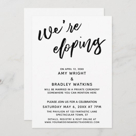 We Gaan Stiekem Trouwen Eenvoudig Modern Handgesch Kaart (Voorkant / Achterkant)