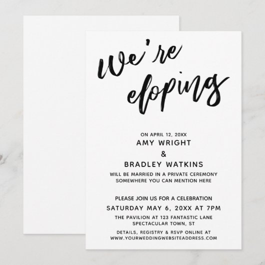 We Gaan Stiekem Trouwen Eenvoudige Moderne Handges Kaart (Voorkant / Achterkant)