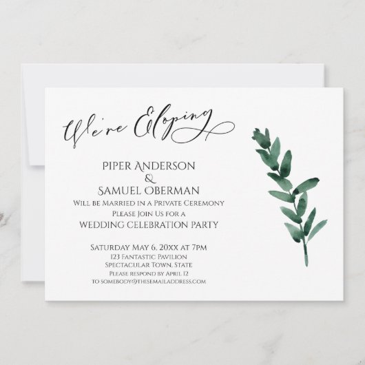 We Gaan Stiekem Trouwen Groene Geschilderde Blader Kaart (Voorkant)