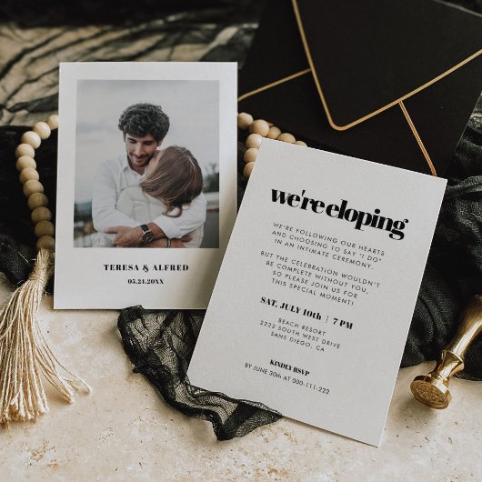 We Gaan Stilletjes Trouwen Eenvoudig Chic & Elegan Kaart