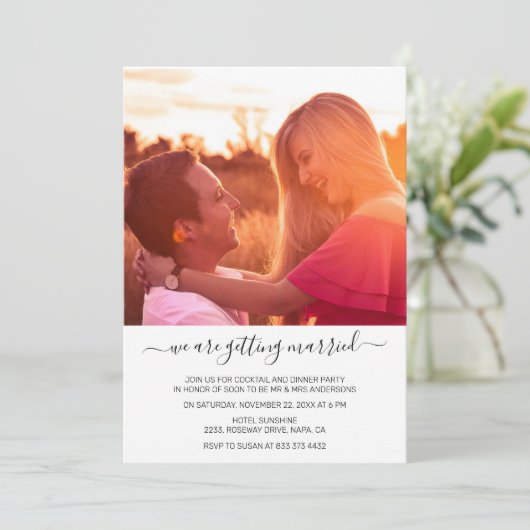 We Gaan Trouwen Aangepaste Foto Bevestiging Kaart (Staand voorkant)