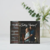 We gaan trouwen, behalve de datum fotokaart aankondigingskaart (Staand voorkant)