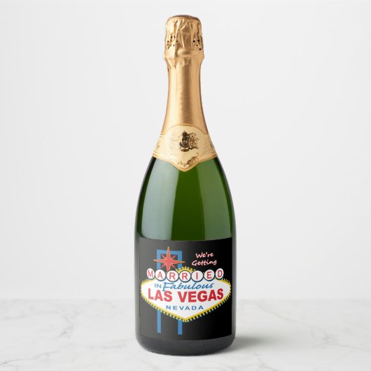 We gaan trouwen in Vegas Sparkling Wijnetiket (Voorkant)