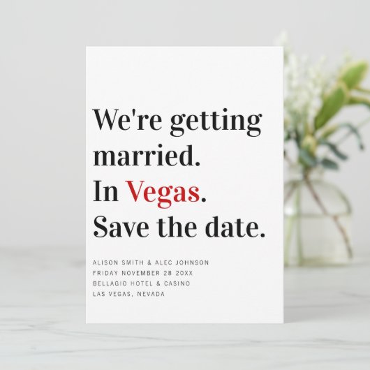 We Gaan Trouwen Las Vegas Trouwdatum Save The Date (Staand voorkant)