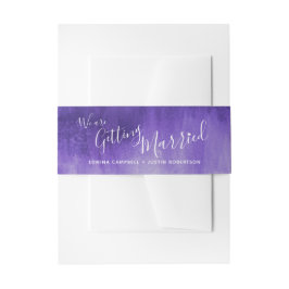 We gaan trouwen met een paarse abstracte bruiloft uitnodigingen wikkel