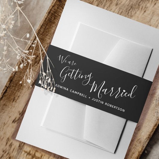 We gaan trouwen met een zwarte witte bruiloft uitnodigingen wikkel