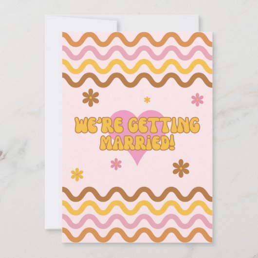 We gaan trouwen met Flower Power 60's 70's Retro Kaart (Voorkant)