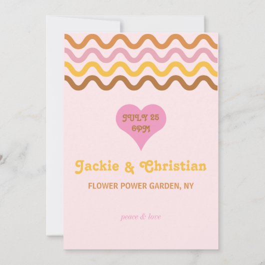 We gaan trouwen met Flower Power 60's 70's Retro Kaart (Achterkant)