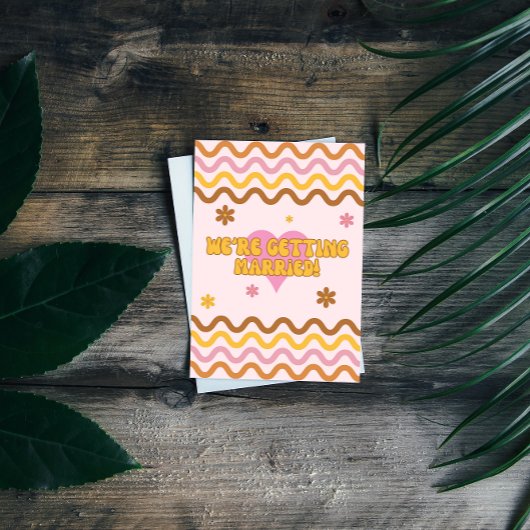 We gaan trouwen met Flower Power 60's 70's Retro Kaart