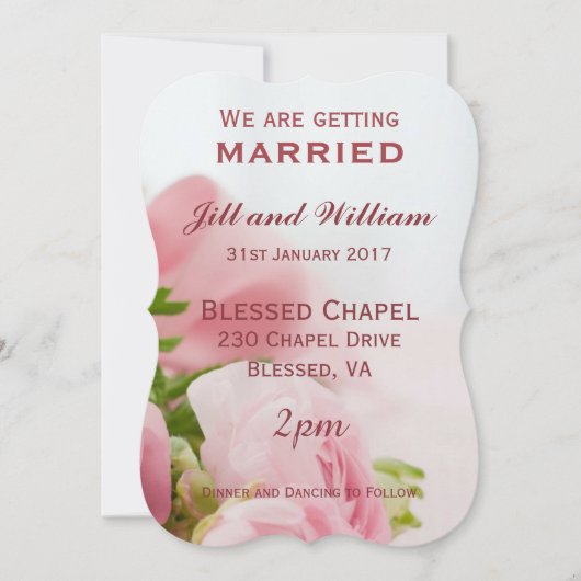 We gaan trouwen met roze rozen bruiloft kaart (Voorkant)